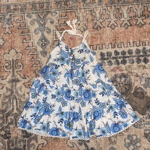 Floral Blue and White Kids Dress